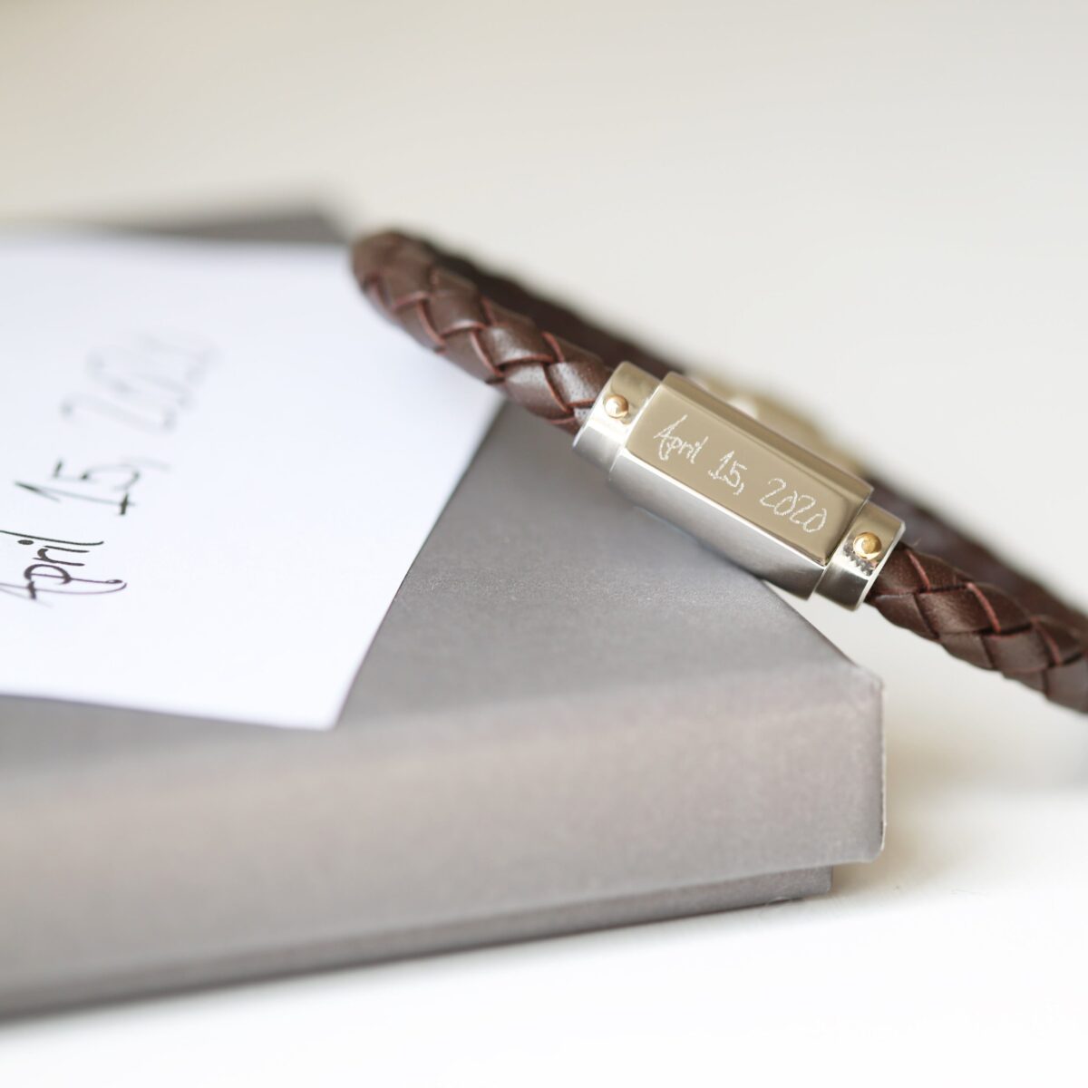 Personalised Handwriting Twisted Leather Bracelet: 2 - Bracelets By Gift Moments