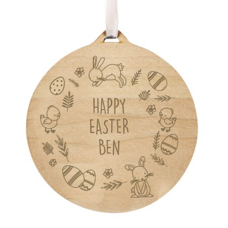 Personalised Happy Easter Wooden Decoration: 5 - Decorations By Gift Moments