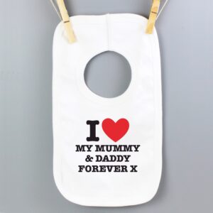 Personalised I HEART 0-3 Months Baby Bib: 6 - Baby Clothing By Gift Moments