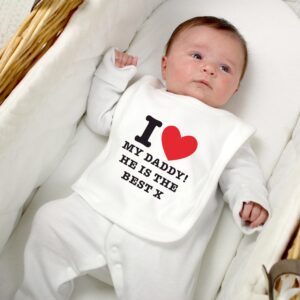 Personalised I HEART 0-3 Months Baby Bib: 3 - Baby Clothing By Gift Moments