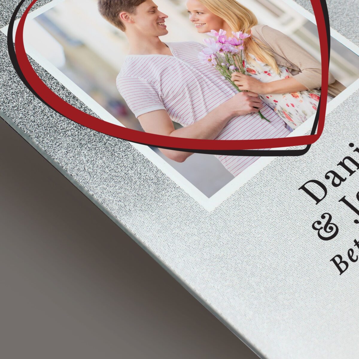 Personalised Heart 4x4 Glitter Glass Photo Frame: 4 - Photo Frames By Gift Moments