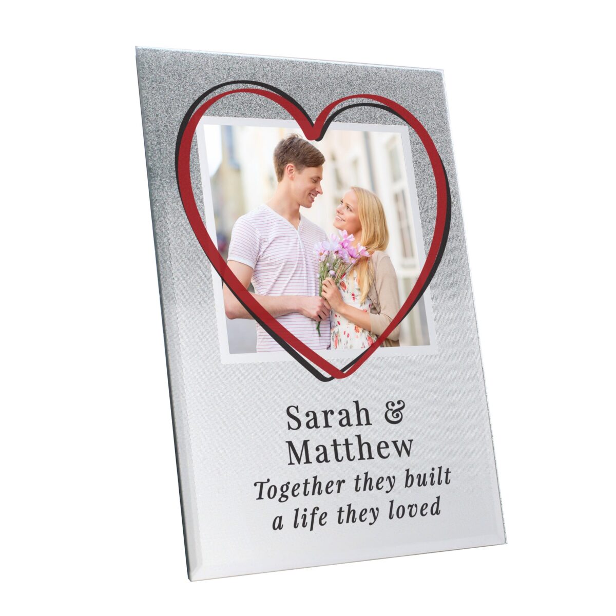 Personalised Heart 4x4 Glitter Glass Photo Frame: 5 - Photo Frames By Gift Moments