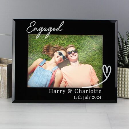 Personalised Heart Black Glass 5x7 Photo Frame: 1 - Photo Frames By Gift Moments
