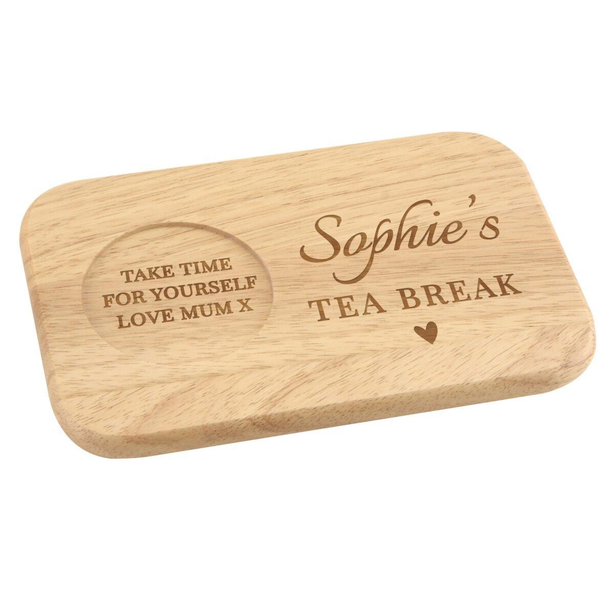 Personalised Heart Design Wooden Coaster Tray: 5 - Coasters By Gift Moments
