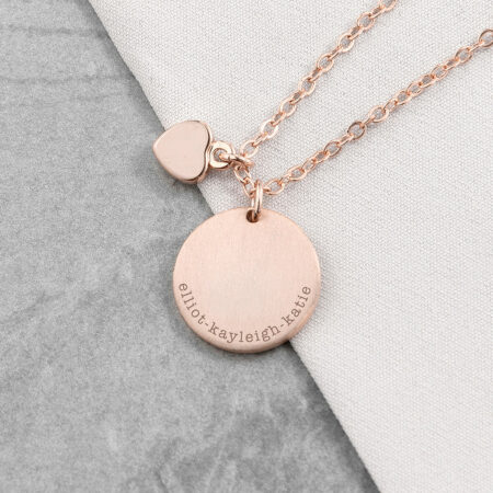 Personalised Heart and Disc Family Necklace Sets: 1 - Rose Gold - Necklaces By Gift Moments