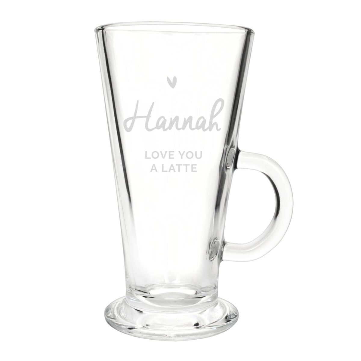 Personalised heart latte glass