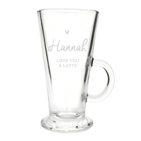 Personalised heart latte glass
