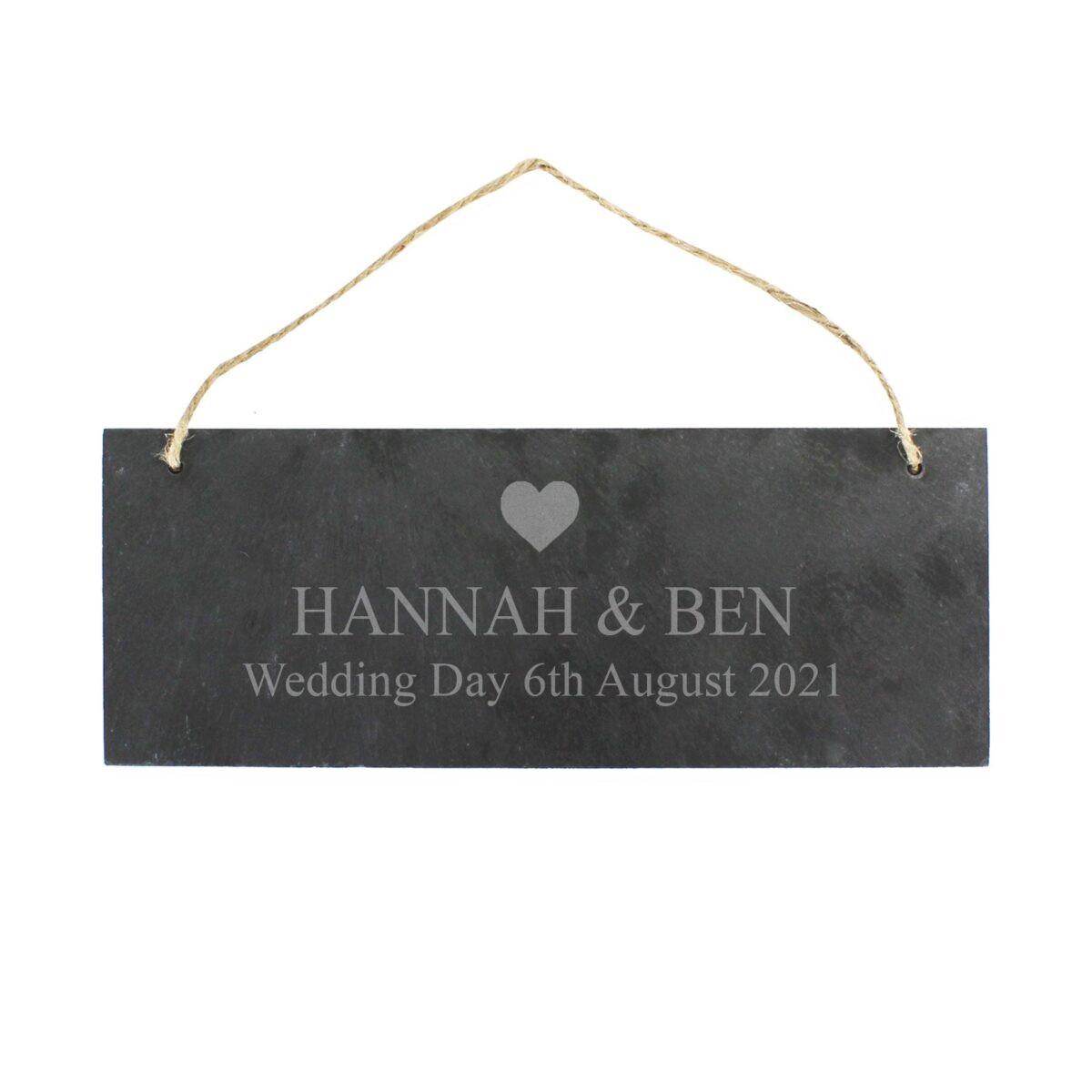 Personalised heart motif hanging slate plaque