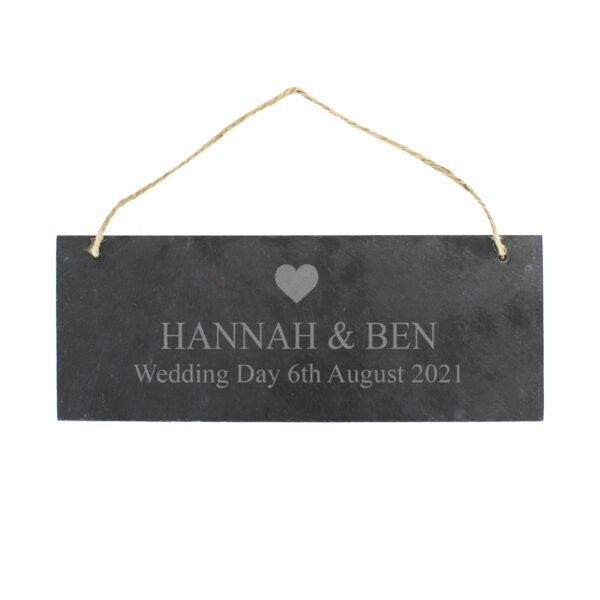 Personalised Heart Motif Hanging Slate Plaque: 2 - Signs & Plaques By Gift Moments