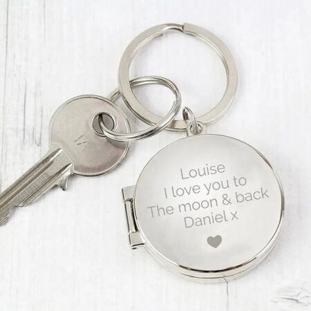 Personalised Heart Motif Round Photo Keyring: 1 - Keyrings By Gift Moments