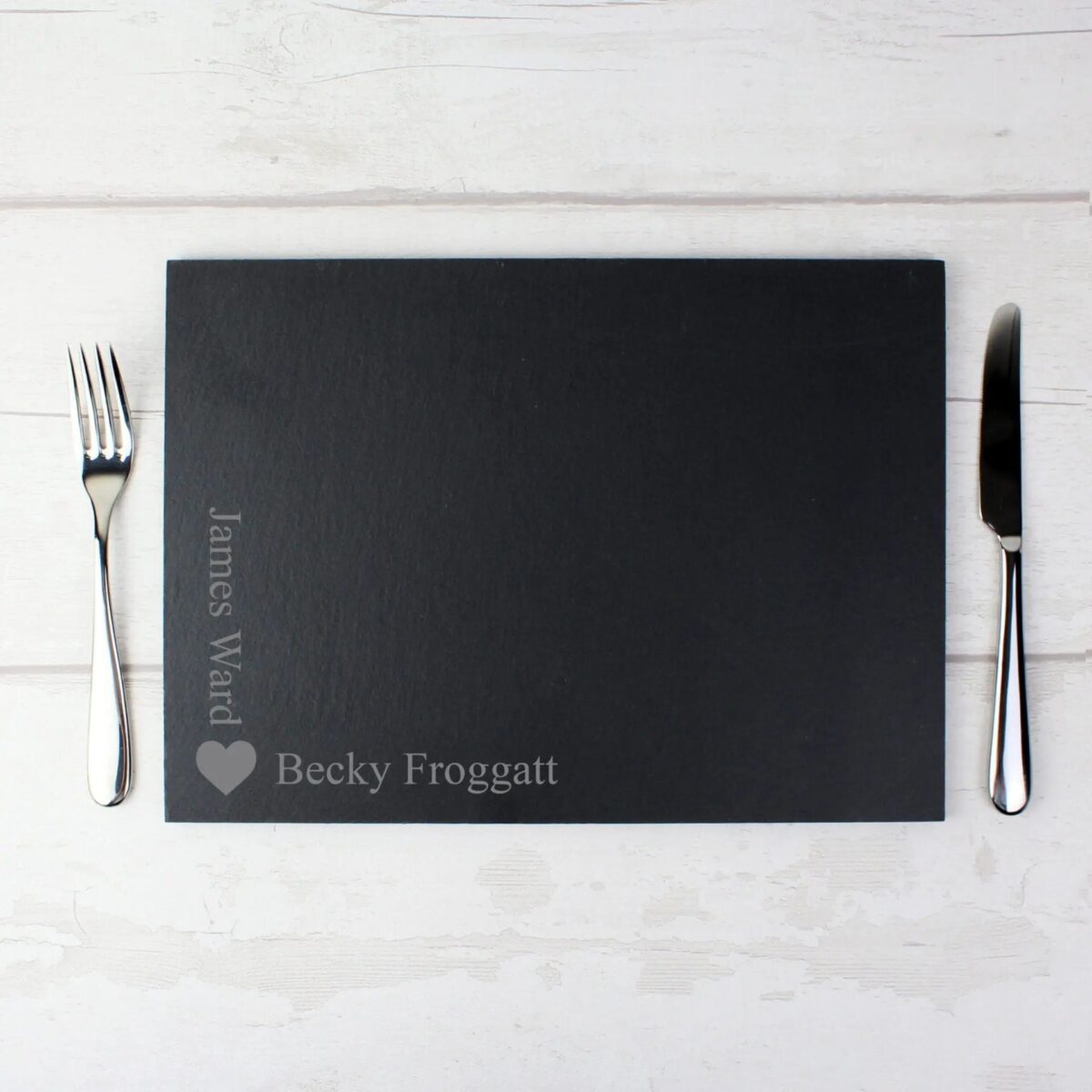 Personalised Heart Motif Slate Placemat: 2 - Placemats By Gift Moments