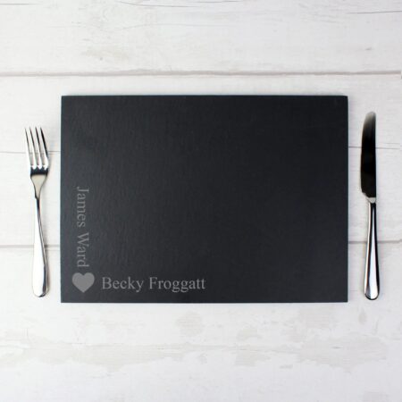 Personalised Heart Motif Slate Placemat: 2 - Placemats By Gift Moments