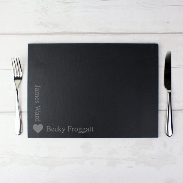 Personalised Heart Motif Slate Placemat: 2 - Placemats By Gift Moments