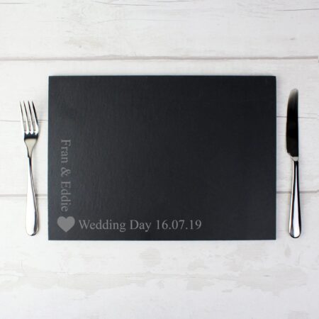 Personalised Heart Motif Slate Placemat: 1 - Placemats By Gift Moments