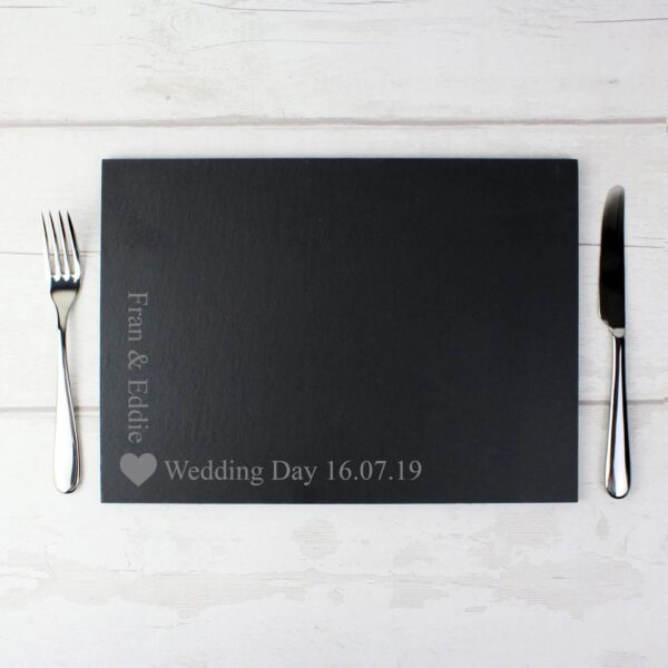 Personalised Heart Motif Slate Placemat: 1 - Placemats By Gift Moments