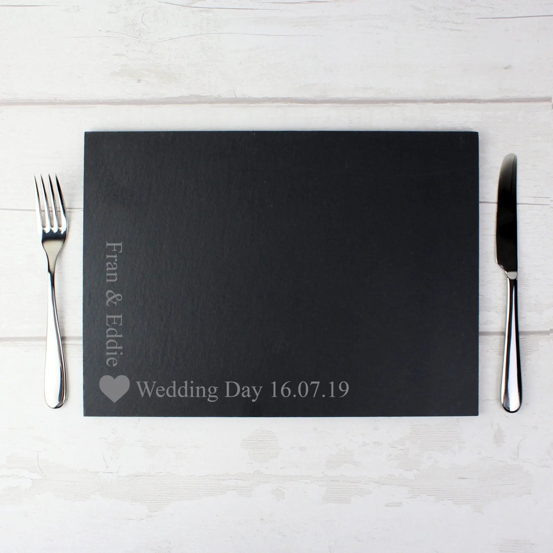 Personalised Heart Motif Slate Placemat: 1 - Placemats By Gift Moments