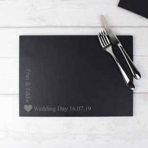 Personalised Heart Motif Slate Placemat: 3 - Placemats By Gift Moments