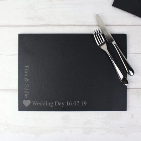 Personalised Heart Motif Slate Placemat: 3 - Placemats By Gift Moments
