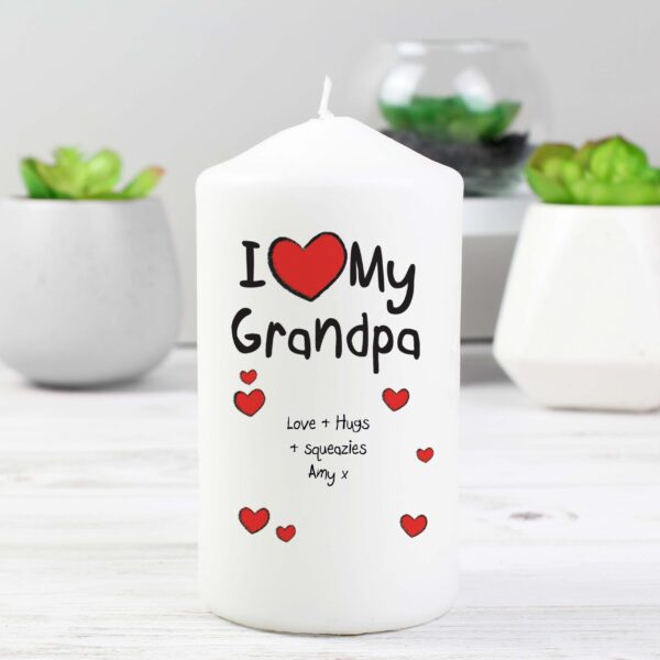 Personalised I Heart My Pillar Candle: 2 - Candles By Gift Moments