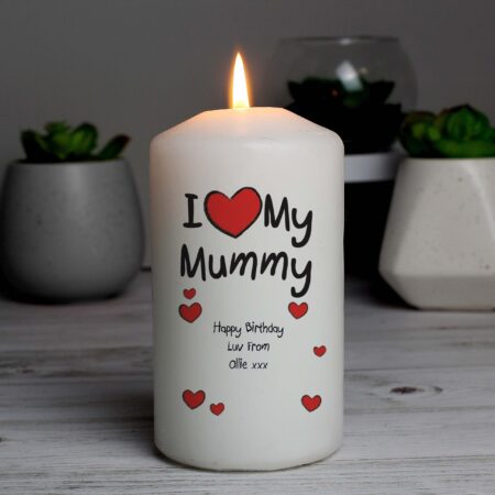 Personalised I Heart My Pillar Candle: 1 - Candles By Gift Moments