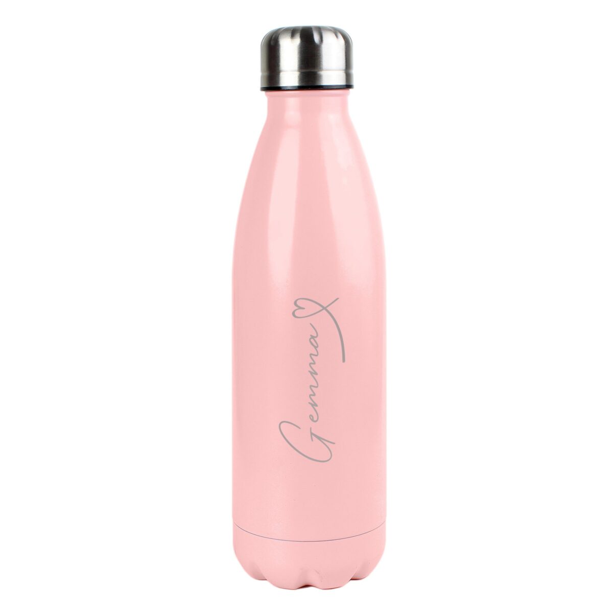 Personalised Heart Pink Metal Insulated Drinks Bottle: 5 - Water Bottles By Gift Moments