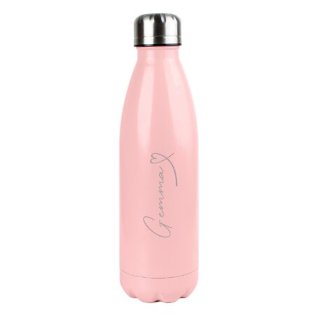 Personalised Heart Pink Metal Insulated Drinks Bottle: 5 - Water Bottles By Gift Moments