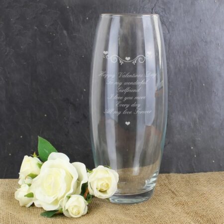 Personalised hearts swirls bullet vase