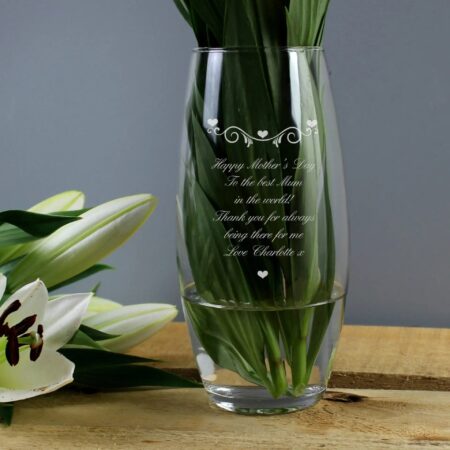 Personalised hearts swirls bullet vase
