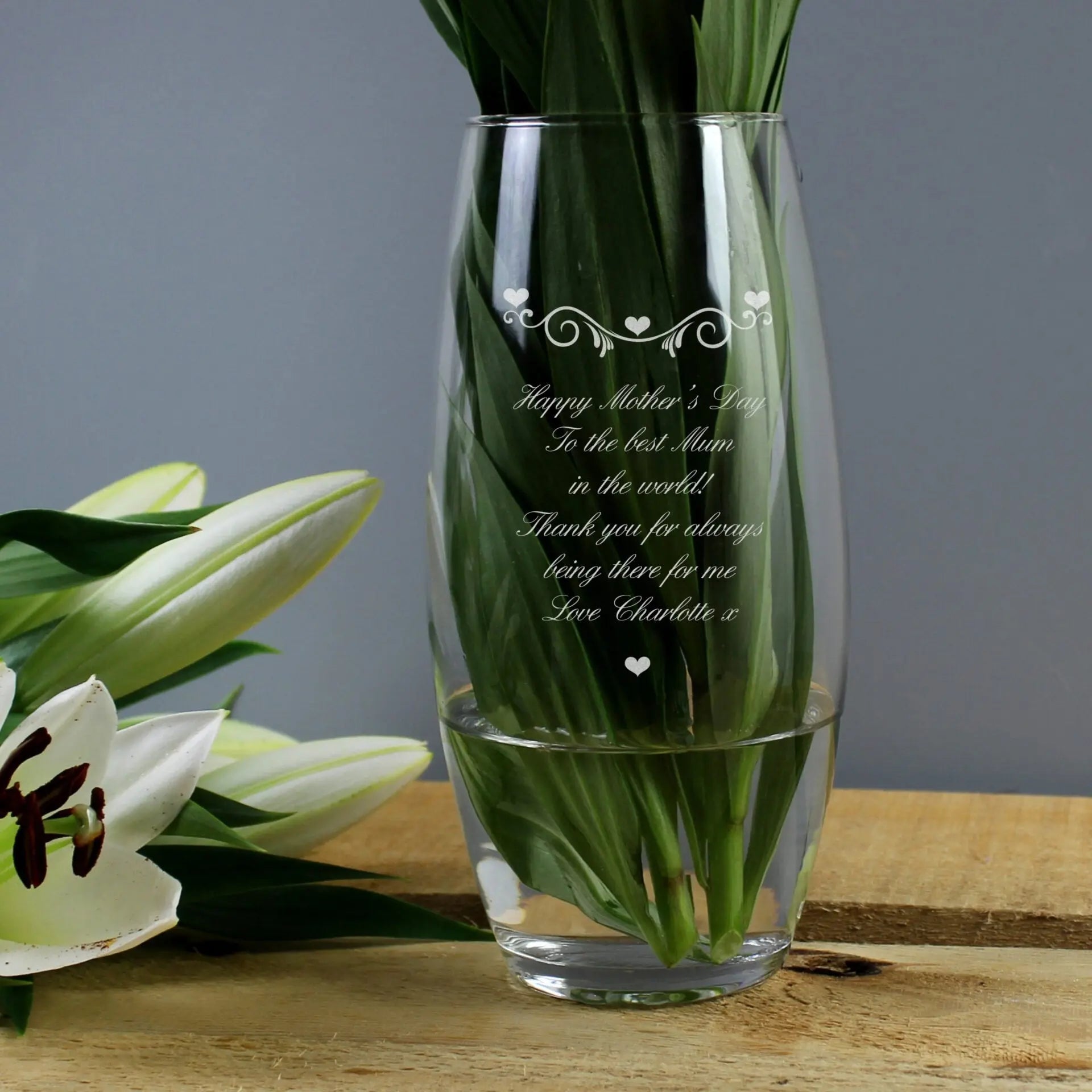 Personalised Hearts & Swirls Bullet Vase: 1 - Vases By Gift Moments