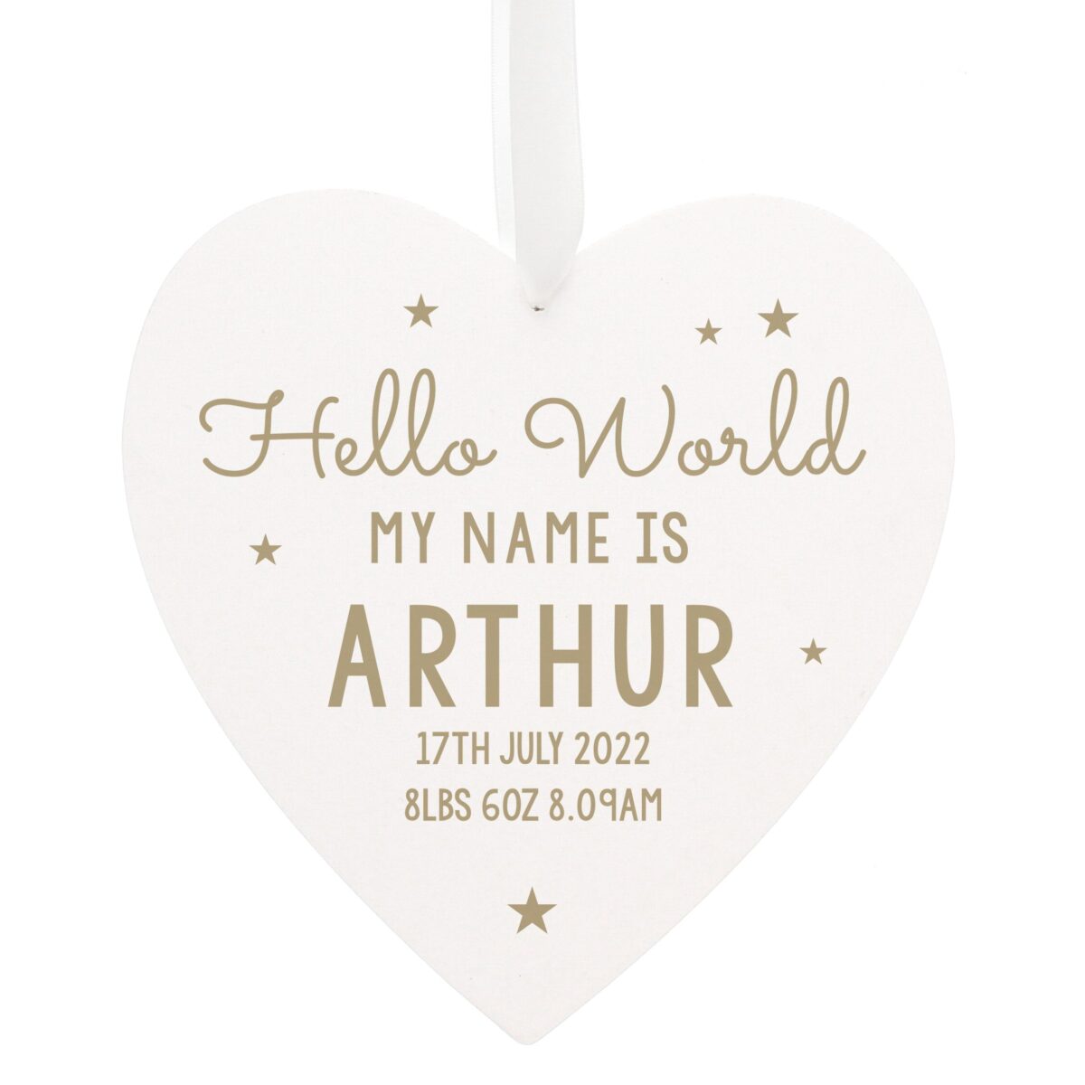 Personalised Hello World Large Wooden Heart Decoration: 3 - Decorations By Gift Moments