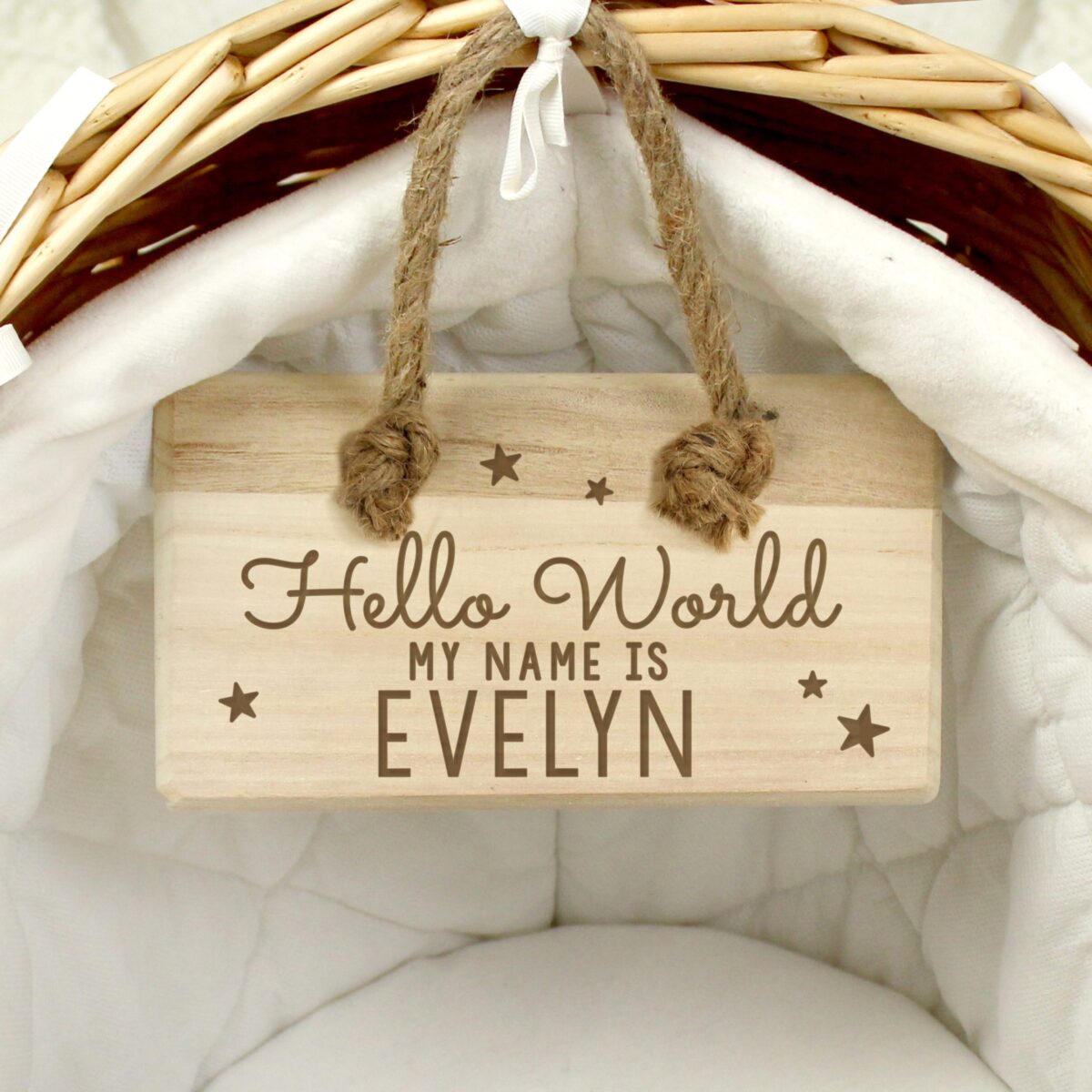 Personalised hello world wooden sign