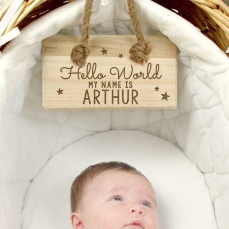 Personalised hello world wooden sign