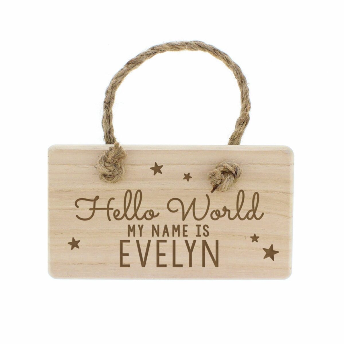 Personalised hello world wooden sign