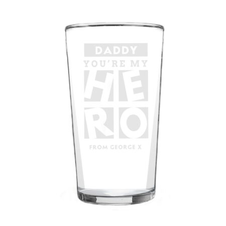 Personalised My Hero Pint Glass: 5 - Beer Glasses By Gift Moments