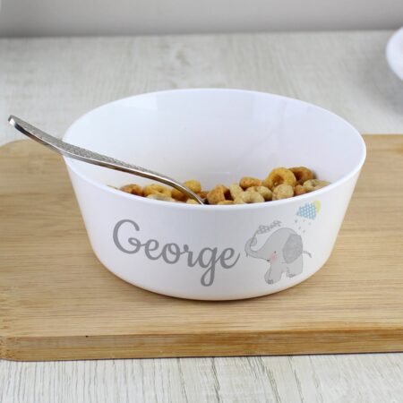 Personalised Hessian Elephant Plastic Bowl: 1 - Tableware By Gift Moments