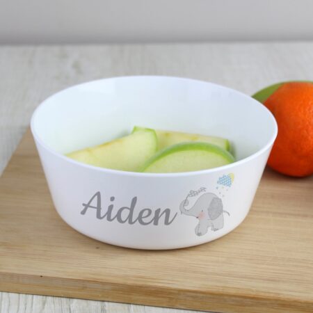 Personalised Hessian Elephant Plastic Bowl: 2 - Tableware By Gift Moments