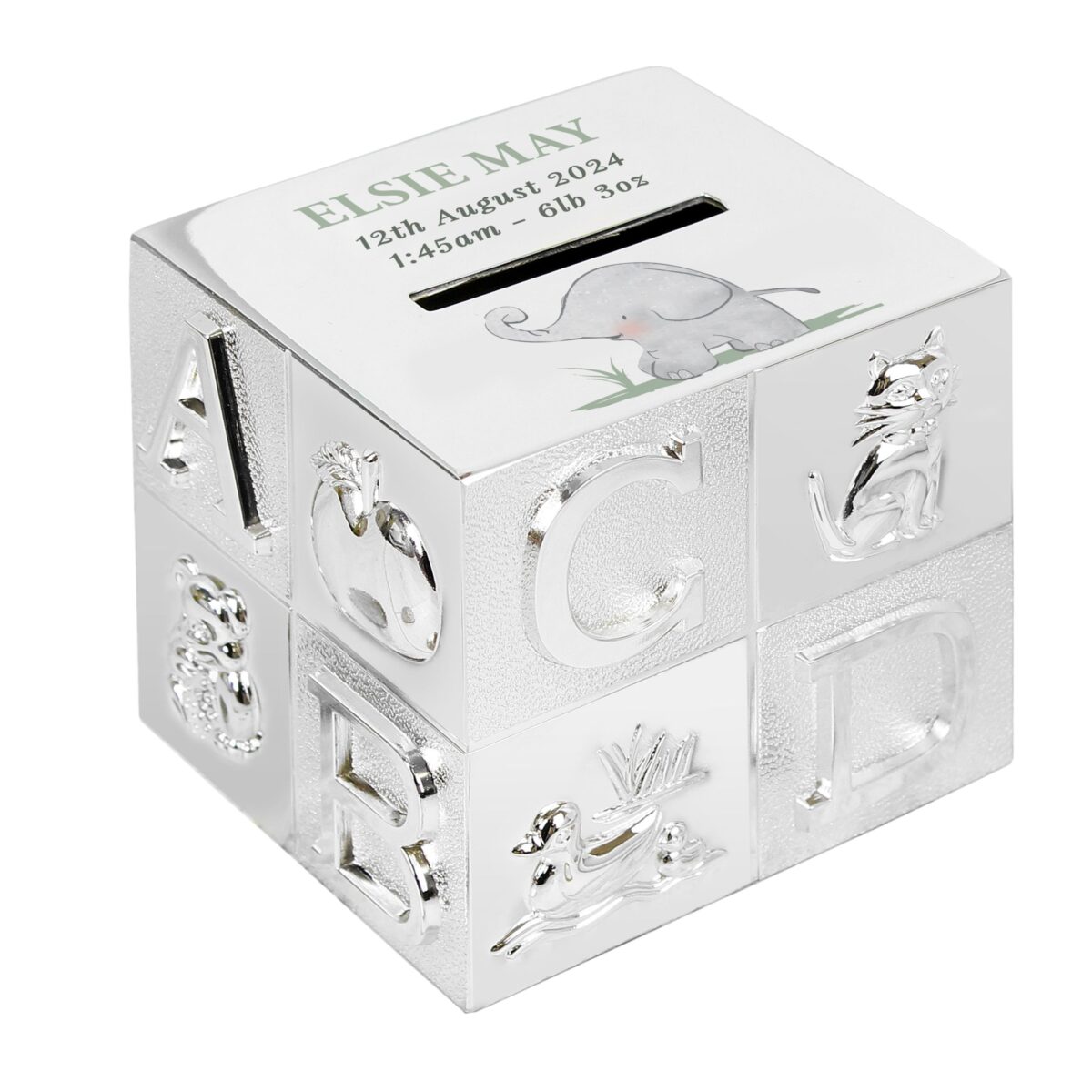 Personalised Hessian Friends ABC Money Box: 5 - Money Boxes By Gift Moments