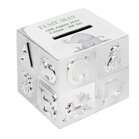 Personalised Hessian Friends ABC Money Box: 5 - Money Boxes By Gift Moments