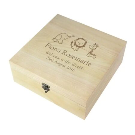 Personalised Hessian Friends Large Wooden Keepsake Box: 4 - Keepsake Boxes By Gift Moments