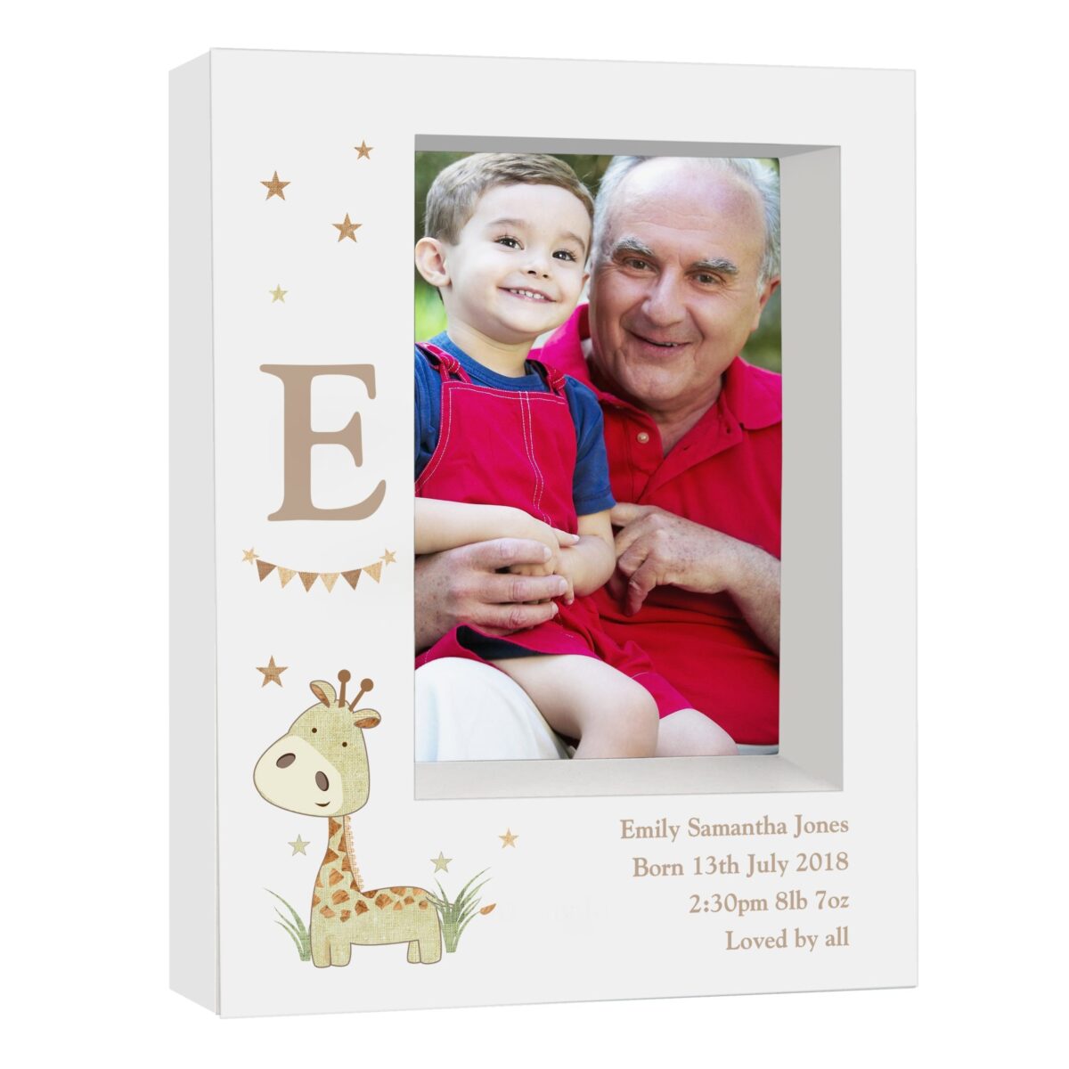 Personalised Hessian Giraffe 5x7 Box Photo Frame: 2 - Photo Frames By Gift Moments