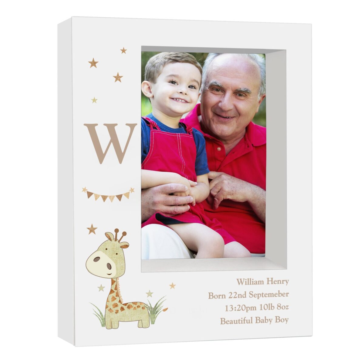 Personalised Hessian Giraffe 5x7 Box Photo Frame: 4 - Photo Frames By Gift Moments