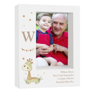 Personalised Hessian Giraffe 5x7 Box Photo Frame: 4 - Photo Frames By Gift Moments