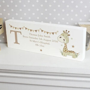 Personalised Hessian Giraffe Wooden Block Sign: 1 - Signs & Plaques By Gift Moments