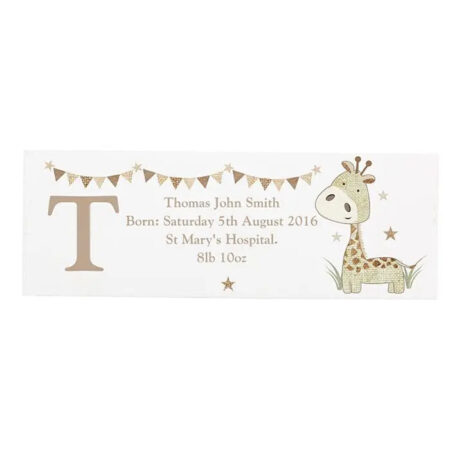 Personalised Hessian Giraffe Wooden Block Sign: 4 - Signs & Plaques By Gift Moments