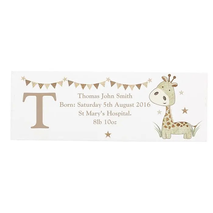 Personalised Hessian Giraffe Wooden Block Sign: 3 - Signs & Plaques By Gift Moments