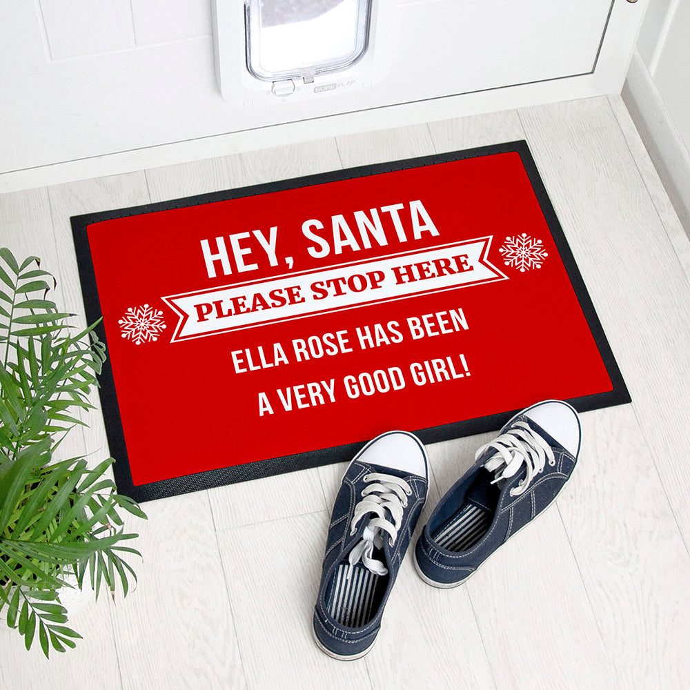 Personalised Hey Santa Christmas Doormat: 1 - Doormats By Gift Moments