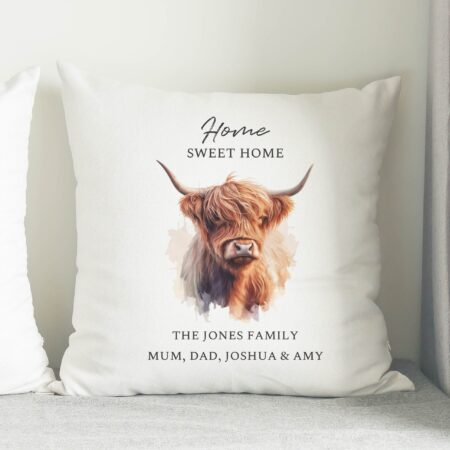 Personalised Highland Cow Cushion: 2 - Cushions By Gift Moments