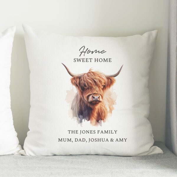 Personalised Highland Cow Cushion: 2 - Cushions By Gift Moments
