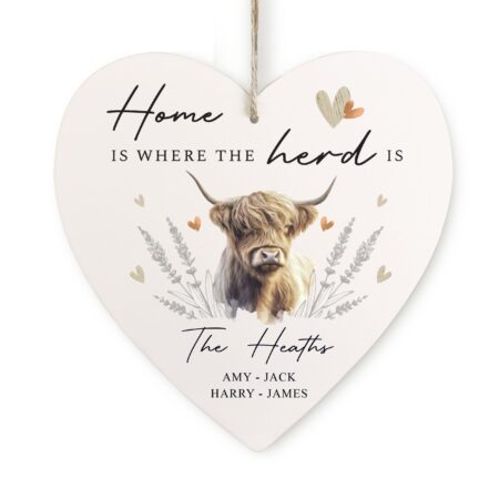 Personalised Highland Cow Hanging Heart Ornament: 5 - Decorations By Gift Moments