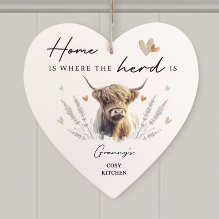 Personalised Highland Cow Hanging Heart Ornament: 3 - Decorations By Gift Moments